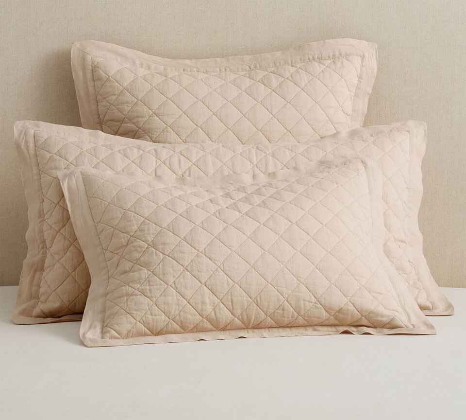 Belgian Flax Linen Diamond Coverlet & Pillowcases Pottery Barn Australia